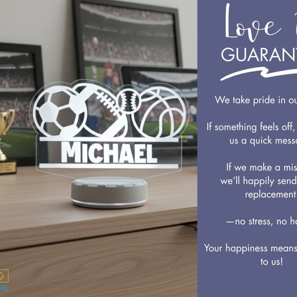Personalized Sports LED Night Light – Great Gift for Kids & Adults - Picture 6 of 8